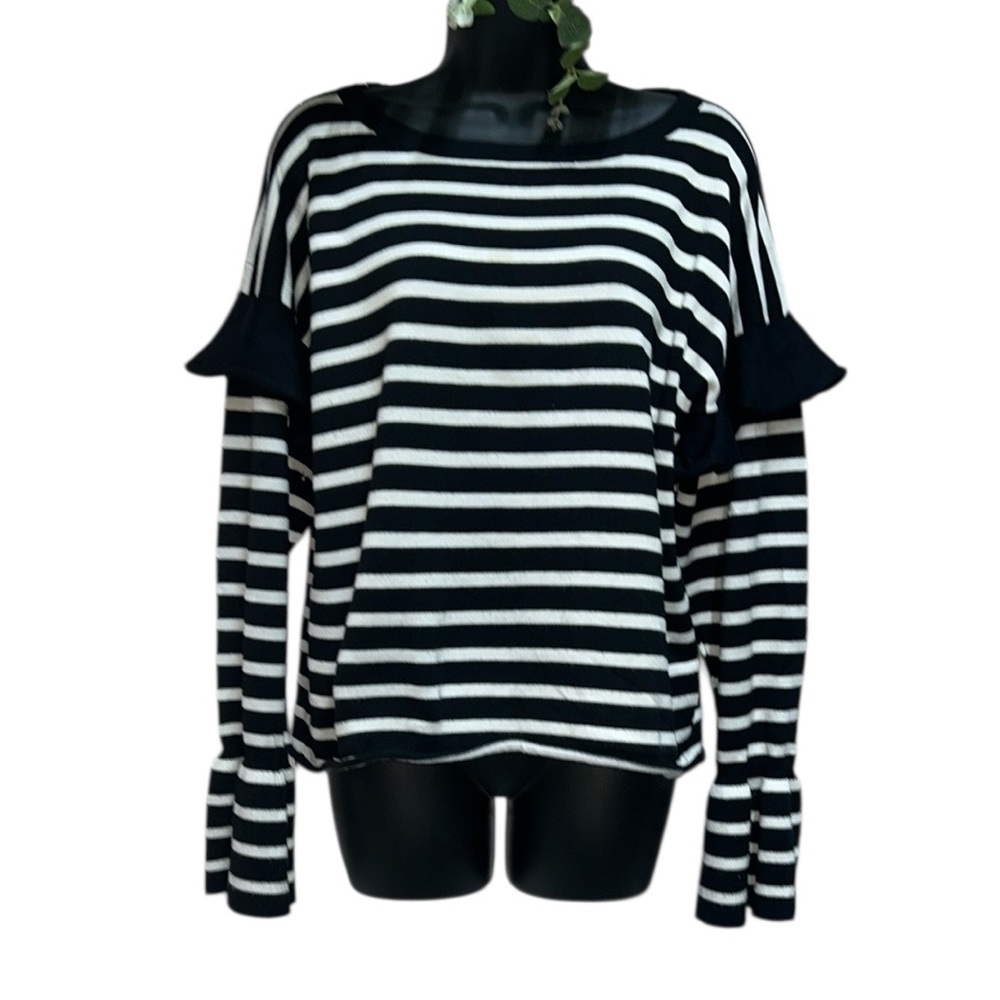 Neiman Marcus Black and White Striped Top